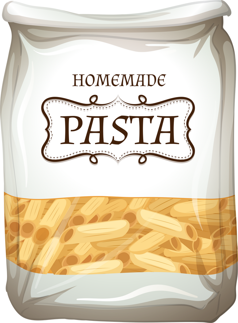 Homemade pasta in bag